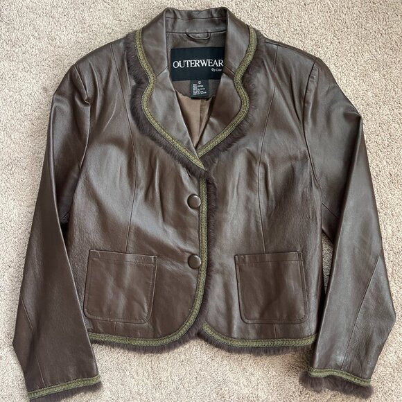 Vintage Womens L Brown Leather Fur Lined Bohemian 70s Hippie Jacket Penny Lane - Picture 1 of 9